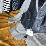 Alexander Wang Mohair Blazer With Leather Vest In Grey Photo 5