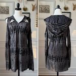 Dark in Love Grey Gothic Punk Ragged Sexy Shoulder Hooded Mini Dress Grey Black Gray Size XXL Photo 1