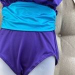 Vintage 80s New Sirena Swimsuit Blouson Top L 14 Blue Size 12 Photo 7