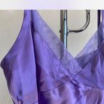 Purple satin cami top with a cute v neck Size M Photo 2