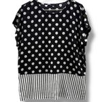 Doe & Rae Black White Stripe Polka Dot Blouse Women’s Size Small Workwear Photo 0