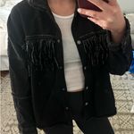 ZARA  Black Denim Fringe Jacket Photo 0