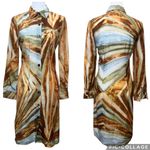 Vintage Central Falls Long Sleeve Shirt Dress Brown Orange Sz 2 Missing Buttons Photo 10