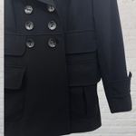 Sandro  Sportswear Black Double Breasted Peacoat Jacket Stretch Lined M Photo 6