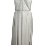 New Jenny Packham Gown Size 16 Oyster Rhinestone Flowy Pleated Chiffon Gala Gray Photo 0