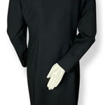Vintage Crepe Wool Dress High Neck Lined Dramatic Long Sleeves‎ Women Sz 8 Retro Black Photo 0