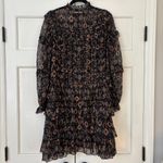 Ulla Johnson Esma Mini Dress Onyx Ikat Size 2 Ruffle Silk Georgette Metallic S Photo 13