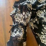 Studio One  Dress 12 Black Off White Shift Lace Embroidered Lined Poet Sleeves Photo 7