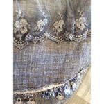 Pretty Angel Western Denim Look Lace Linen Mix Floral Torn Edge Skirt XL Festival Concert Photo 2