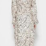 NEW Jonathan Simkhai Lee Linen Blend Midi Dress Painted Floral Size 10 Old Money Black Photo 1