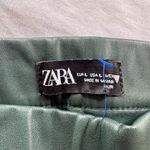 ZARA Faux Leather Pants Womens Large Green Pleated Tapered Event Casual Photo 2