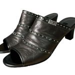 Brighton Teri Pewter Peep Toe Leather Heeled Mule Size 7 Photo 0
