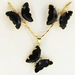 Gold Plated Black Butterfly Necklace Set Photo 1