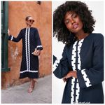 Tuckernuck  X Atlantic-Pacific Embroidered Hartman Linen Dress Navy & White Small Photo 2