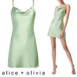 Alice + Olivia NWT Harmony Chain Strap Drapey Slip Mini Dress Size 2 Green Photo 1