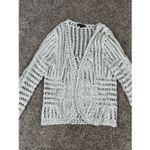 vintage y2k by deisgn open front loose knit white glitter cardigan sweater XL Photo 4