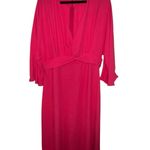 ASOS DESIGN Curve Batwing Twist Front Midi Skater Dress In Raspberry Size 14 Photo 0