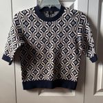 Maje  Mina Cropped Jacquard Sweater In Blue Size Small Photo 0