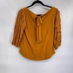 Anthropologie Top Womens S Marigold Yellow Cotton Crochet Sleeves Boho Country Photo 4