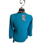 Fred David  turquoise long sleeve asymmetrical wrap blouse NWT Photo 1