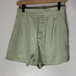 ZARA NWT High Waisted Trouser Pleated Shorts Sage Green Size S Photo 0