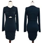 EXPRESS  Black Fitted Long Sleeve‎ Cutout Dress Bodycon Ruched Size XS New Photo 1