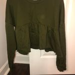 Something, Somewhere Olive Green Cropped Peplum Sweatshirt Photo 2
