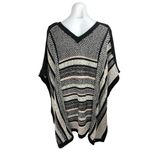 Marks & Spencer Per Una Grey Knit Striped Pullover Poncho Sweater Top Cape Sz S Photo 1