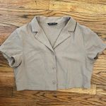 SheIn Beige Cropped Button-up Photo 0