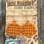 Pumpkin wooden earrings Orange Photo 0