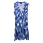 Talbots  Blue Gingham Effortless Jersey Kelley Dress Stretch Tie Wrap Size MEDIUM Photo 2