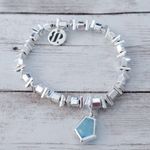 Bomb Party Silver Tone & Blue Single Bracelet Photo 0