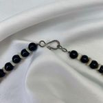 Early 2000's Geometric Black Cream Beaded Swirl Pendant Necklace Photo 4