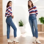 Madewell  The Mom Jean Medium Wash Raw Hem Comfort Capsule Quality T25 Photo 1