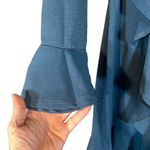 Boohoo  Blue Plunging Neck Ruffled Trim Faux Wrap Style Detail Dress Women Sz 4 Photo 1