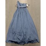 Vera Wang  White One Shoulder Dress Blue Steel Satin Sash VW360215 Bridesmaid 4‎ Photo 1