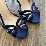 Caparros  Blue Satin Rhinestone Kitten Heels Womens 7 Formal Dressy Party Bling Photo 1