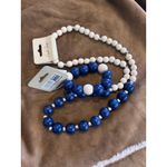 Charlie Paige NWT  Beaded Necklace and Bracelet Set Navy White Wood Beads Photo 2