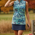 Lady Hagen Lady Hahen Floral Keyhole Sleeveless Golf Polo Size Small Photo 0