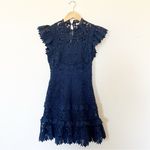 Sea NY Abby Puff Sleeve Lace Dress Navy Blue Size 00 Photo 5