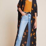 Anthropologie bel Kazan black speckled abstract floral duster kimono Orange Size undefined Photo 3