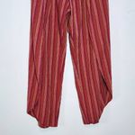 Drew  Red and Pink Stripe Linen Boho Strapless Jumpsuit with Slit Legs Size Small Photo 3