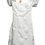 ZARA  Ivory White Puff Sleeve Mini Cut Out Back Lace Up Embroidered Dress Size XS Photo 0