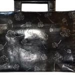 Vintage Mark Chantal MC Unisex Satchel Handbag Four Leaf Clover Design Black Photo 0