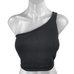 Aritzia Babaton Women's Black One Shoulder Sculpt Sleeveless Knit Crop Top Sz L Photo 0
