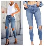 Free People High Rise Busted Knee Skinny Ankle Distressed Jeans Size 28 Photo 1
