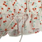 ZARA Cherry Print Satin Effect Crop Top/Blouse Pink S Photo 9