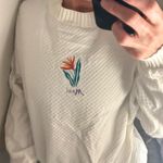 Vintage white cream textured 100% cotton Maui stitched crewneck sweatshirt! Size L Photo 2