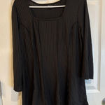 Sami & Jo Women's Black Ribbed Square Neck 3/4 Sleeve Tunic Top - Size L Photo 0