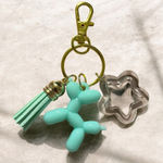 Teal Balloon Dog Keychain with Gold Clip Photo 0